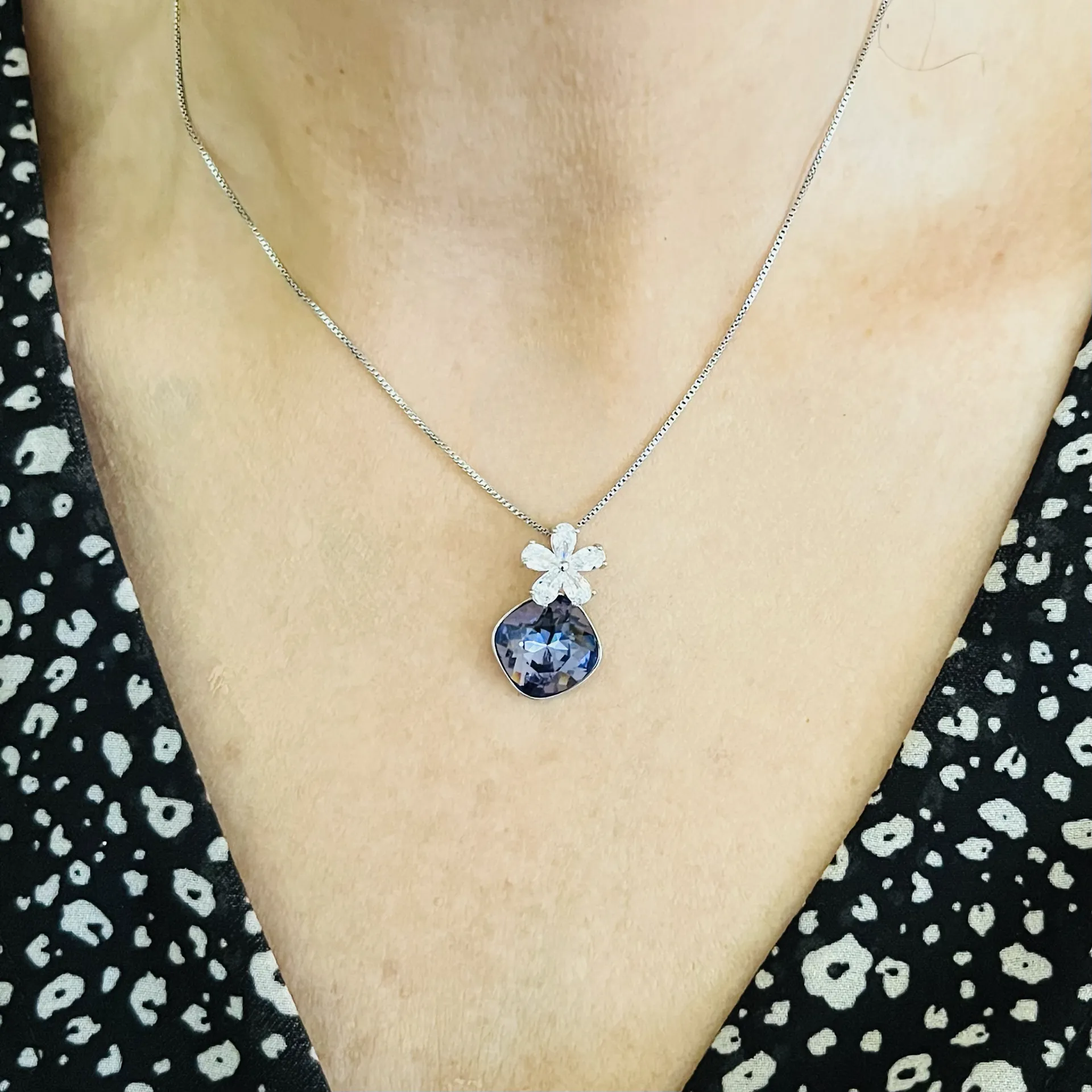 Purple & Silver Swarovski Crystal Necklace