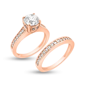 RR-138 & BRR-138: Yellow,White and Rose Gold Swarovski Zirconia Engagement and Wedding set (2pcs)