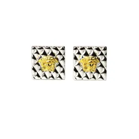 Silver/ Gold Vintage Versace Quilted Medusa Head Earrings