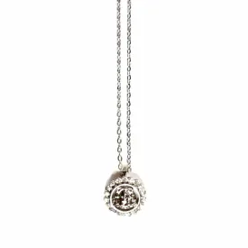 Small Silver Gianni Versace Upside Down Medusa Head Pendent Chain with Crystal Accents