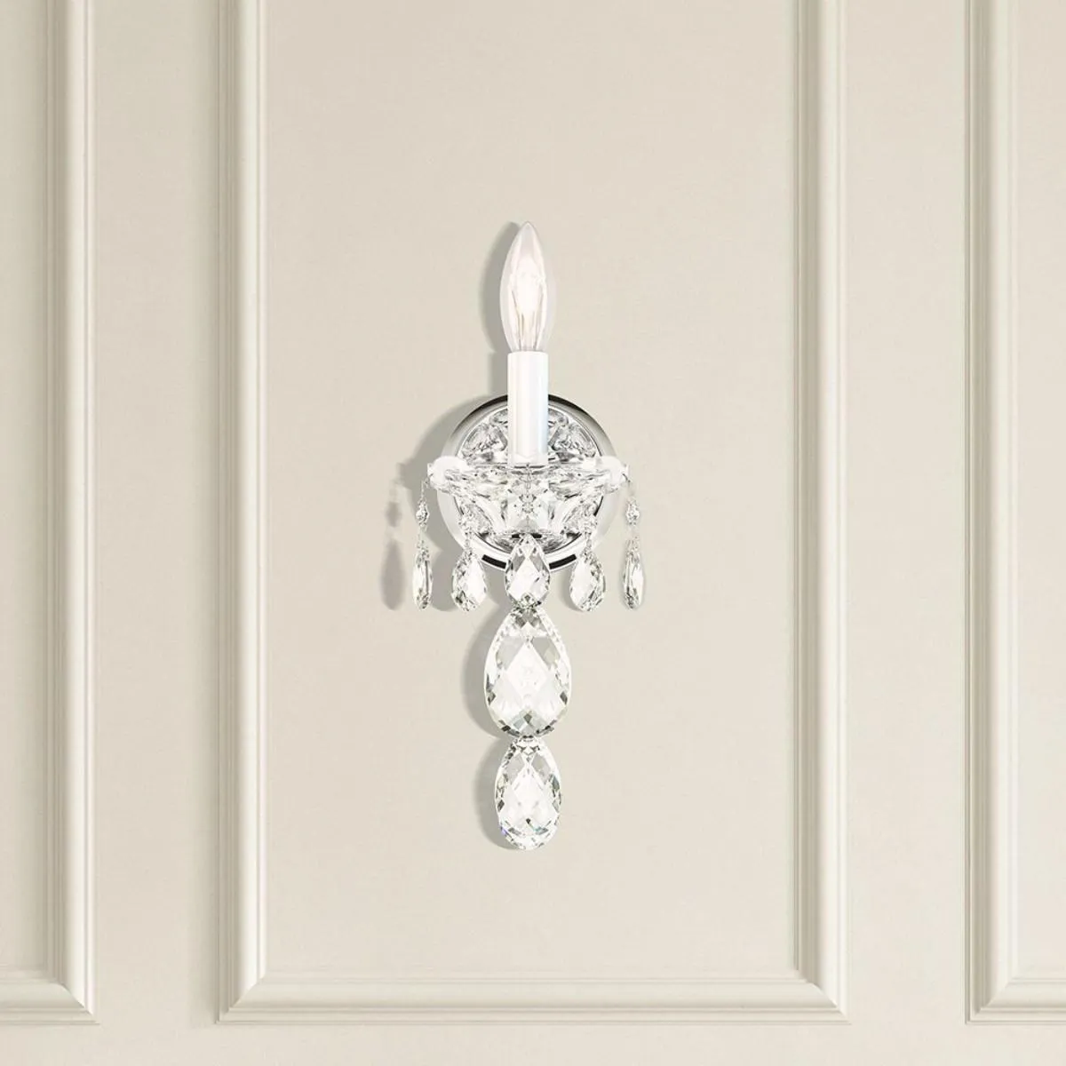 Sterling 15 in. Silver Armed Sconce with Crystals from Swarovski