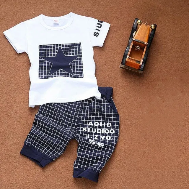 t-shirt pants suit clothing set Star Printed