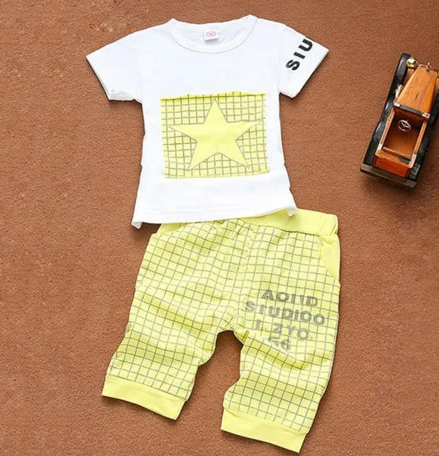t-shirt pants suit clothing set Star Printed