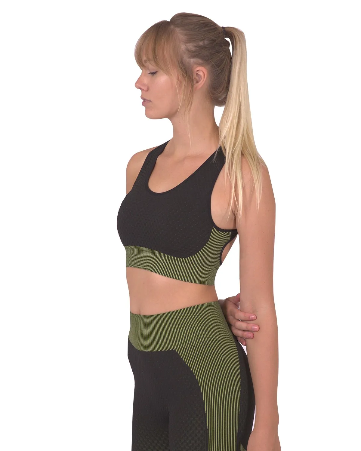 Trois Green Seamless Sports Bra