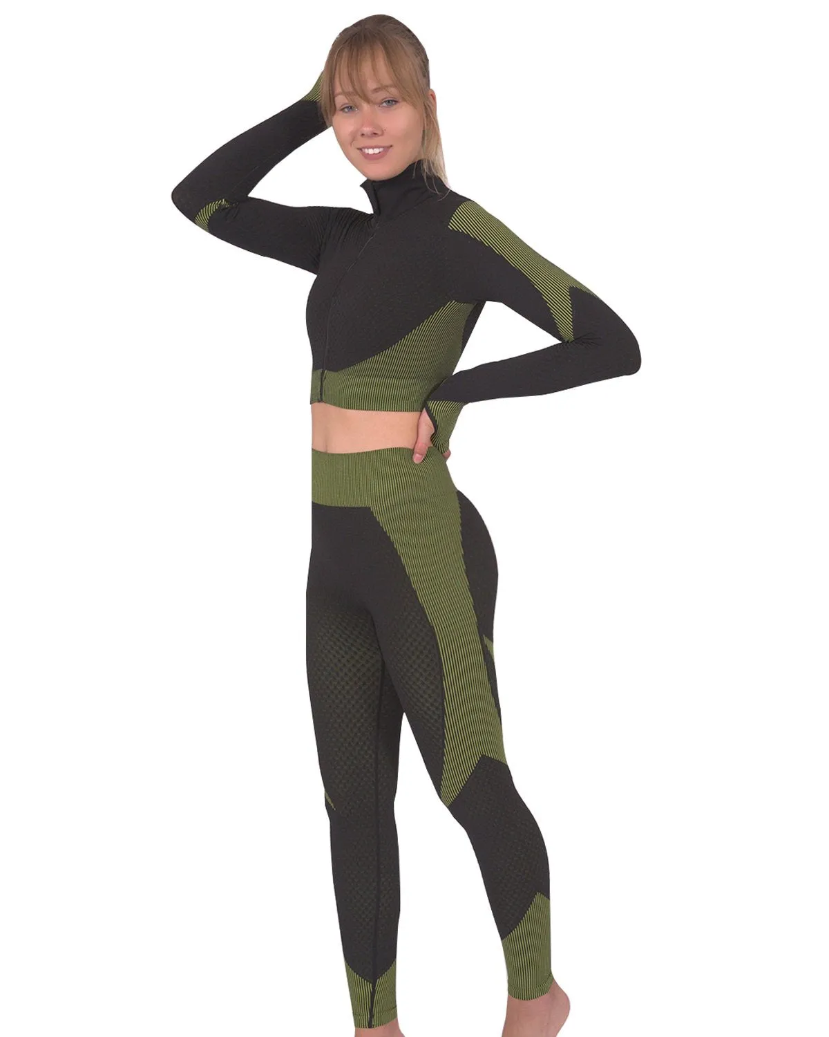 Trois Green Seamless Sports Bra