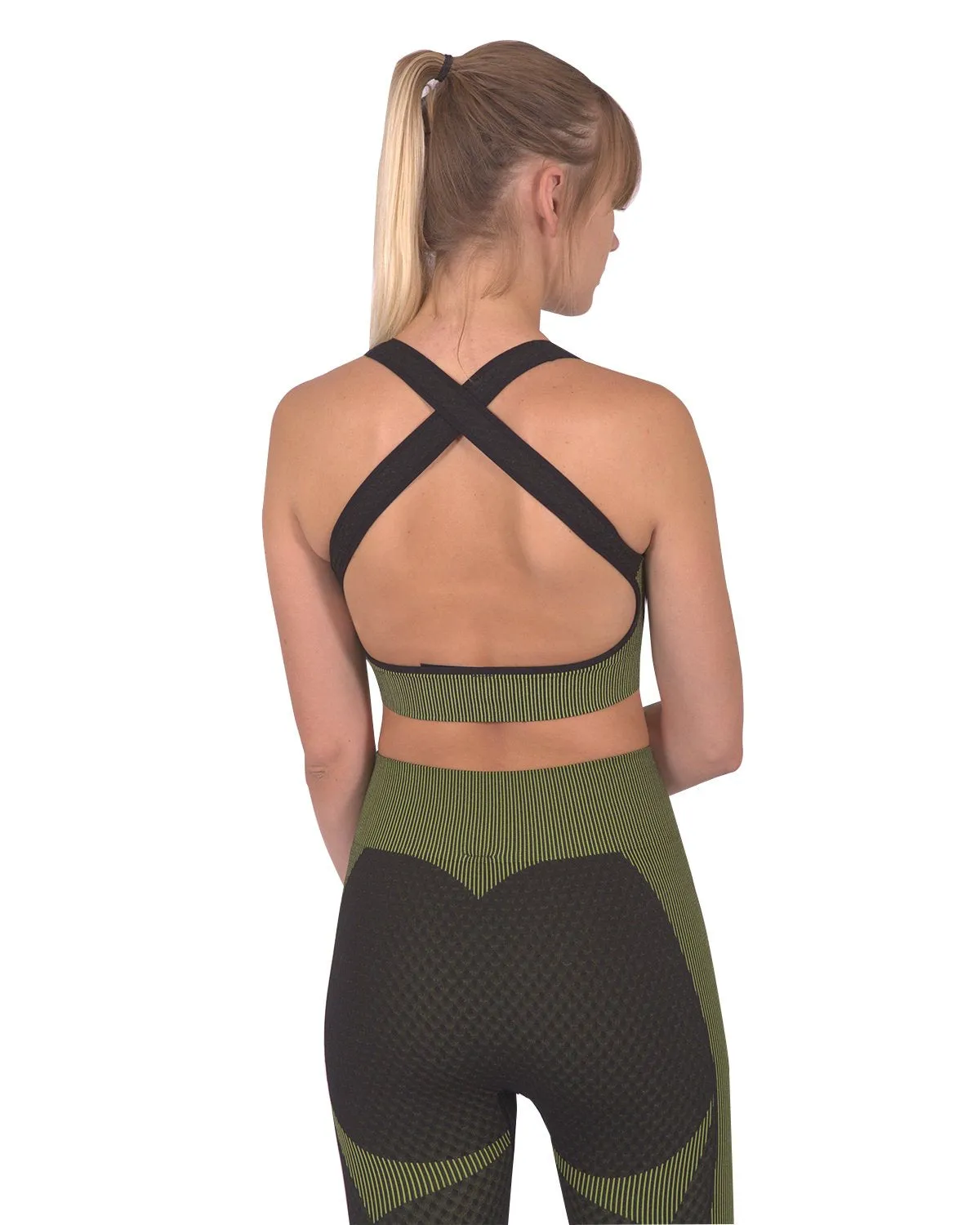 Trois Green Seamless Sports Bra
