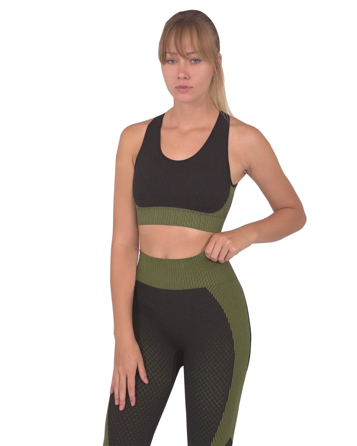 Trois Green Seamless Sports Bra