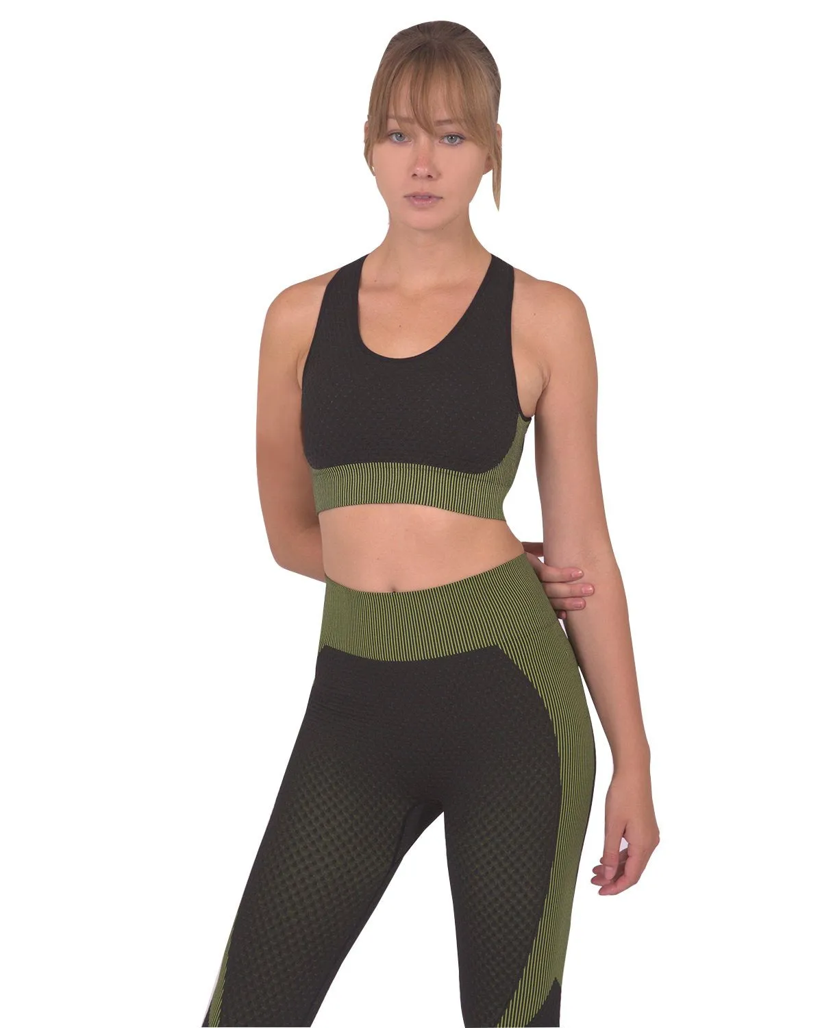 Trois Green Seamless Sports Bra