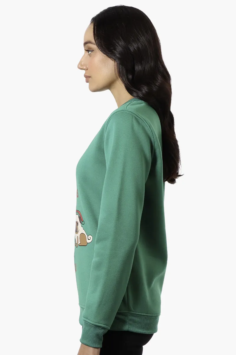 Ugly Christmas Sweater Pug Print Christmas Sweater - Green
