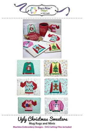 Ugly Christmas Sweaters Mug Rugs and Minis Downloadable Pattern