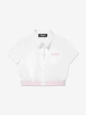 Versace Girls Embroidered Logo Blouse in White