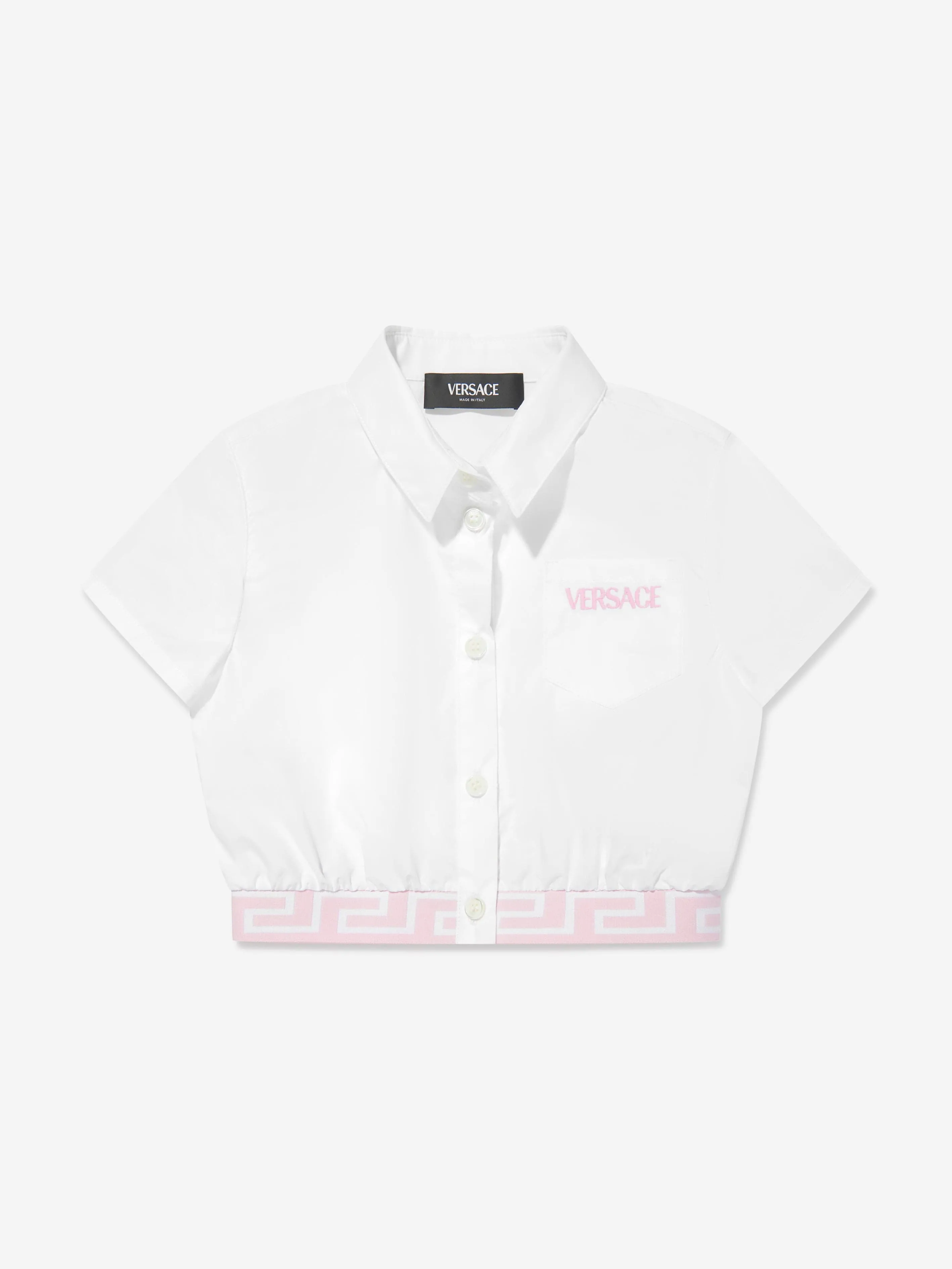 Versace Girls Embroidered Logo Blouse in White