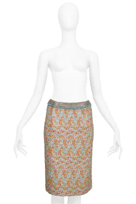 VERSACE MULTICOLOR SKIRT WITH METAL MESH WAISTBAND 1999
