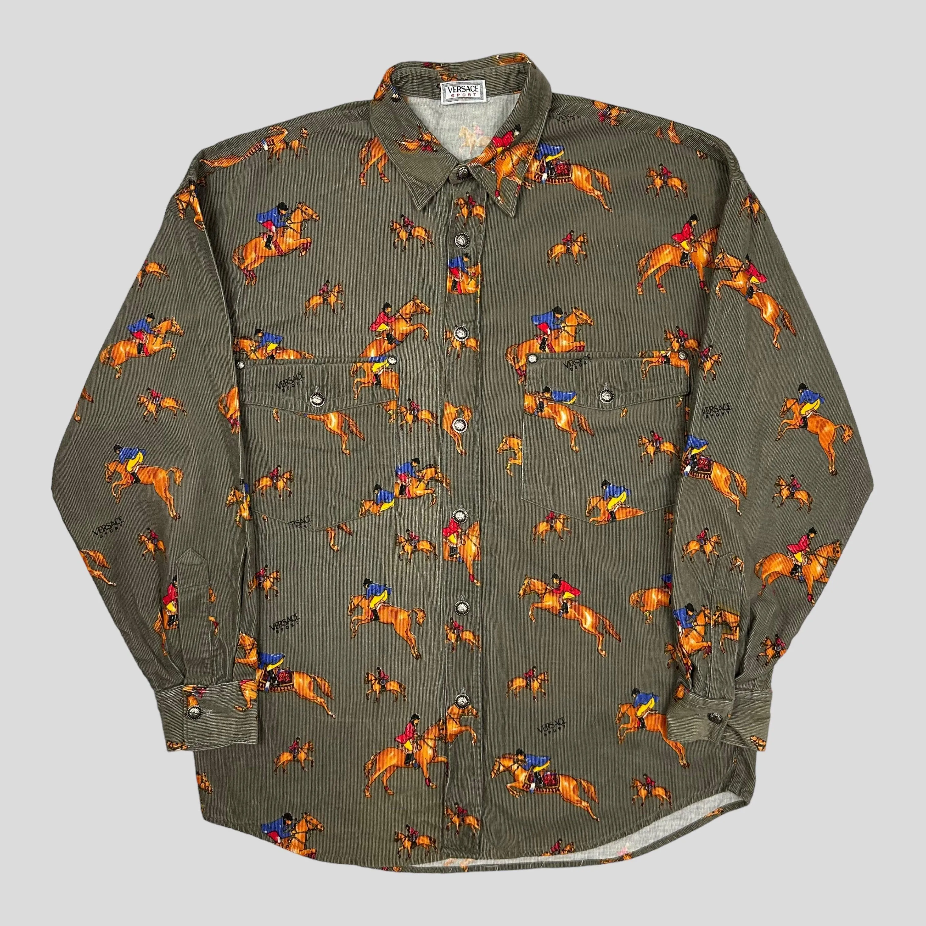 Versace Sport 90’s Corduroy Horses Double Pocket Shirt - L