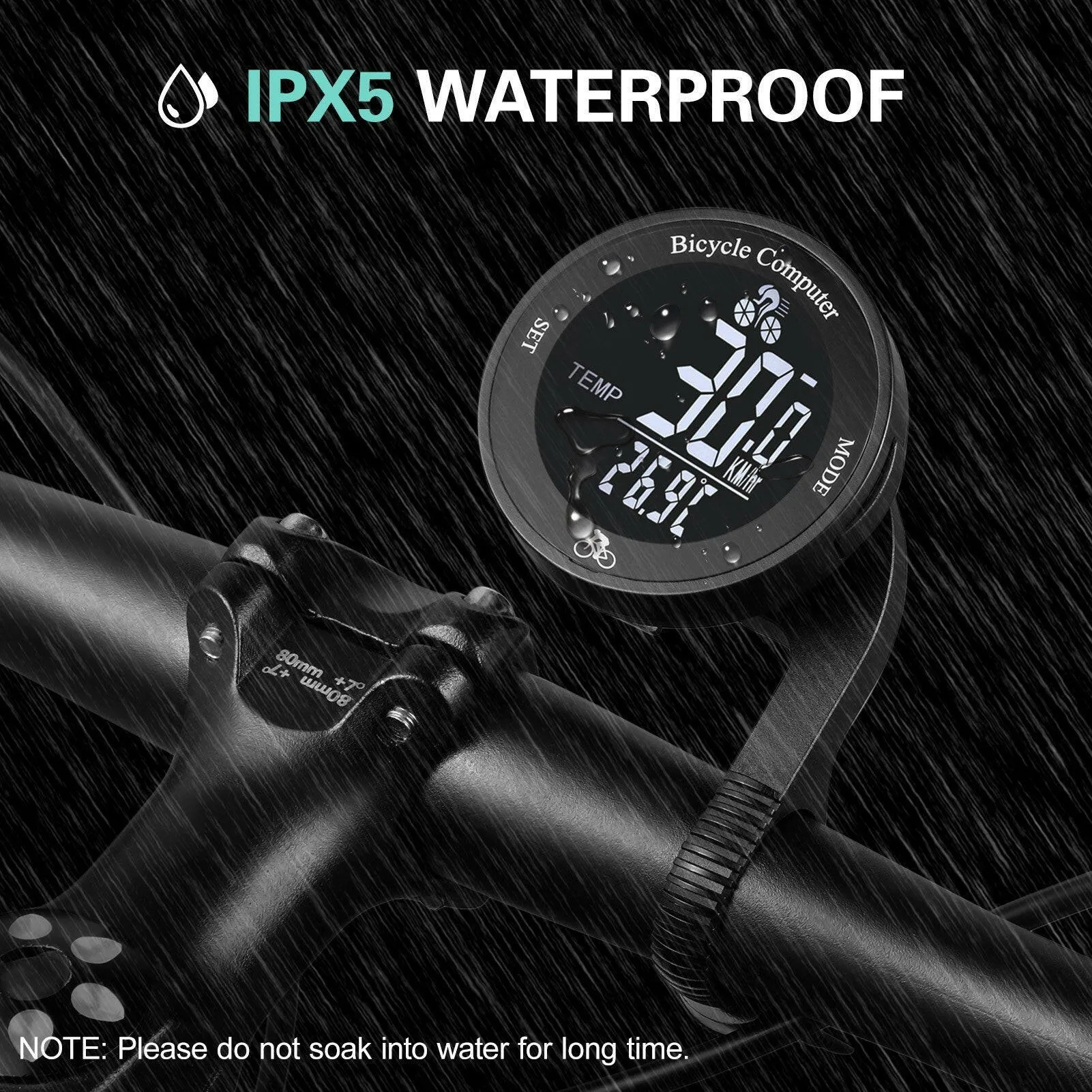 Wireless Bike Computer Waterproof Bicycle Odometer Multi Functional LCD Screen Cycling Speedometer Mountain Bike Speedo Meter