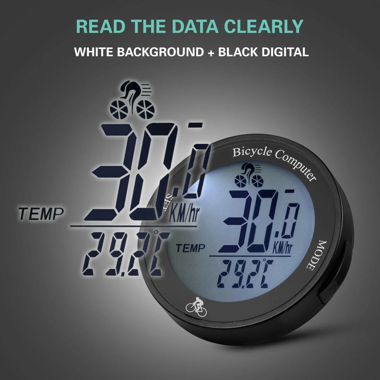 Wireless Bike Computer Waterproof Bicycle Odometer Multi Functional LCD Screen Cycling Speedometer Mountain Bike Speedo Meter