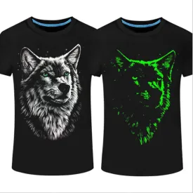 Wolf Head Cotton Luminous T-Shirt